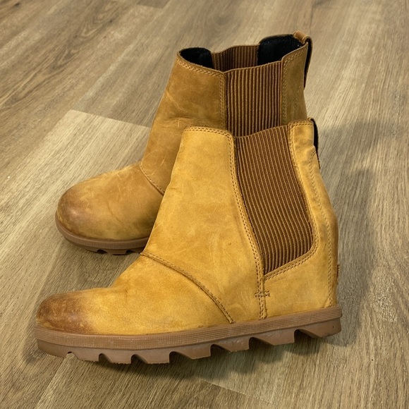 Sorel Joan of Arctic Leather Ankle Boots Wedge size 8 - Picture 4 of 16